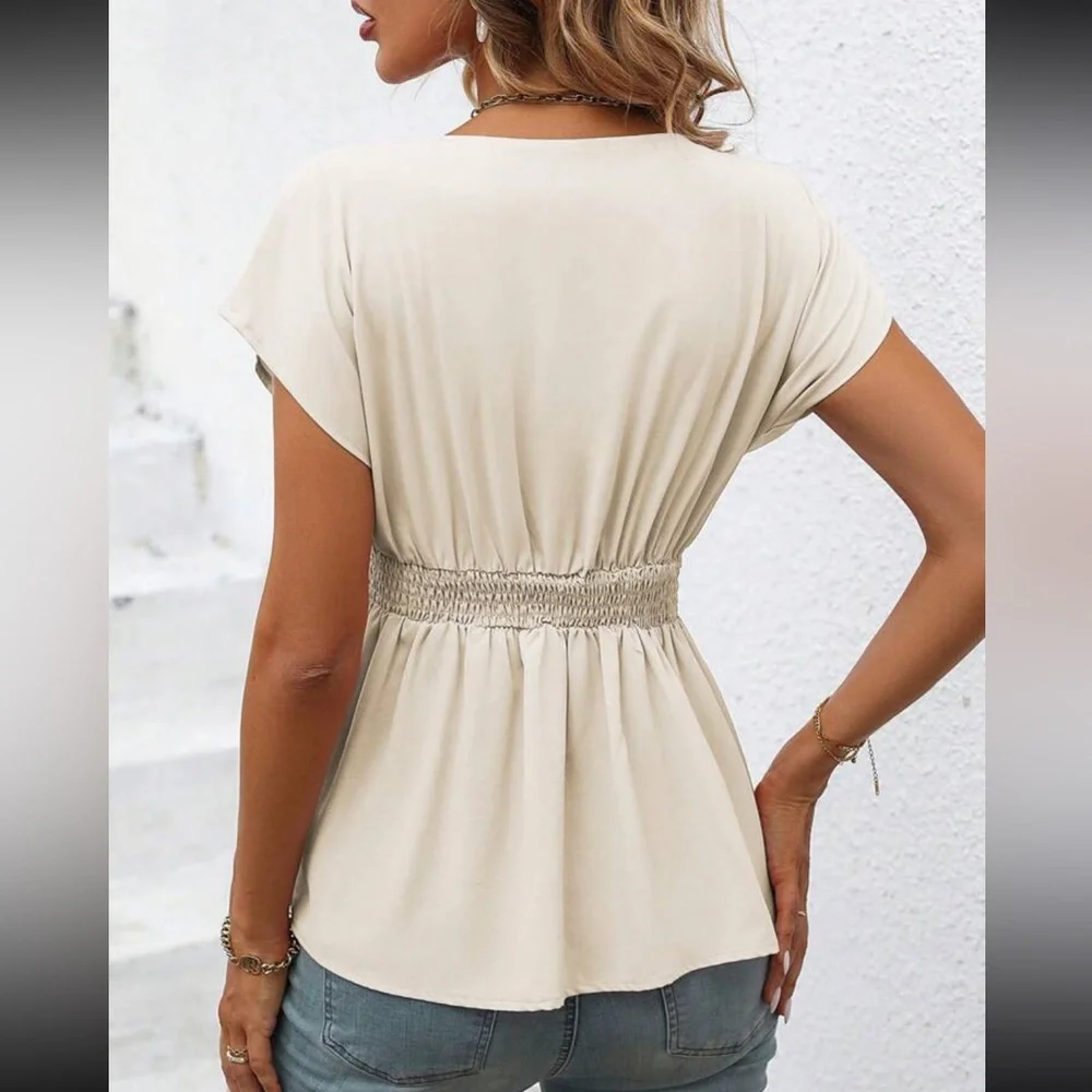 Luxe batwing sleeve fold pleated blouse